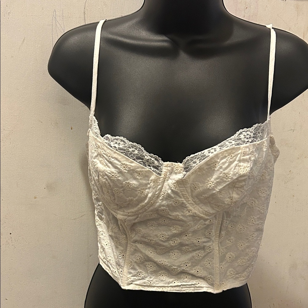 Fashion Nova White Lace Bustier Crop Top
